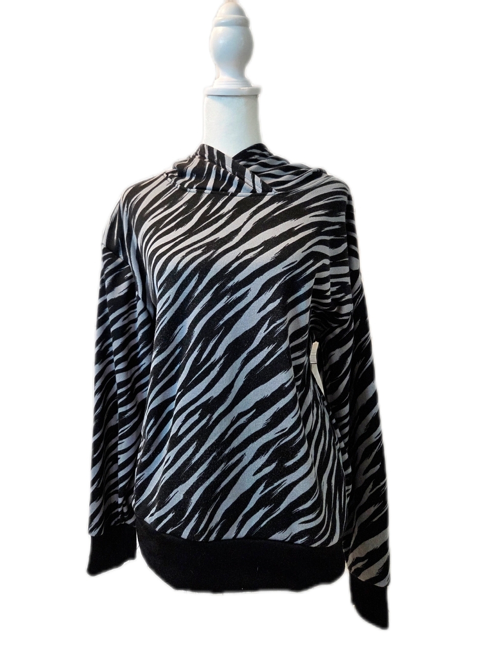 just be Black & White Zebra-Print Cowl Neck Hoodie XL